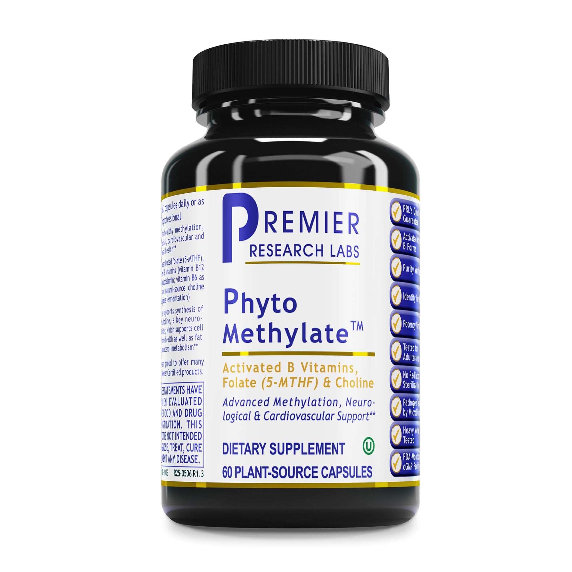 Premier Research Labs Phyto Methylate bottle with methylated B vitamins for daily wellness.