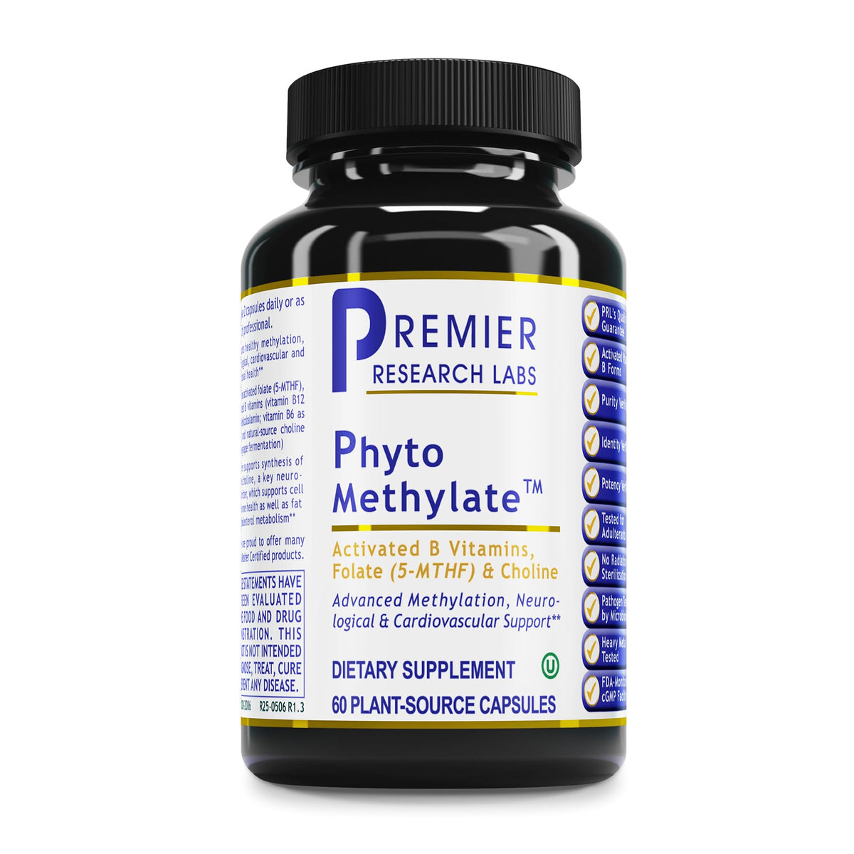 Premier Research Labs Phyto Methylate bottle with methylated B vitamins for daily wellness.