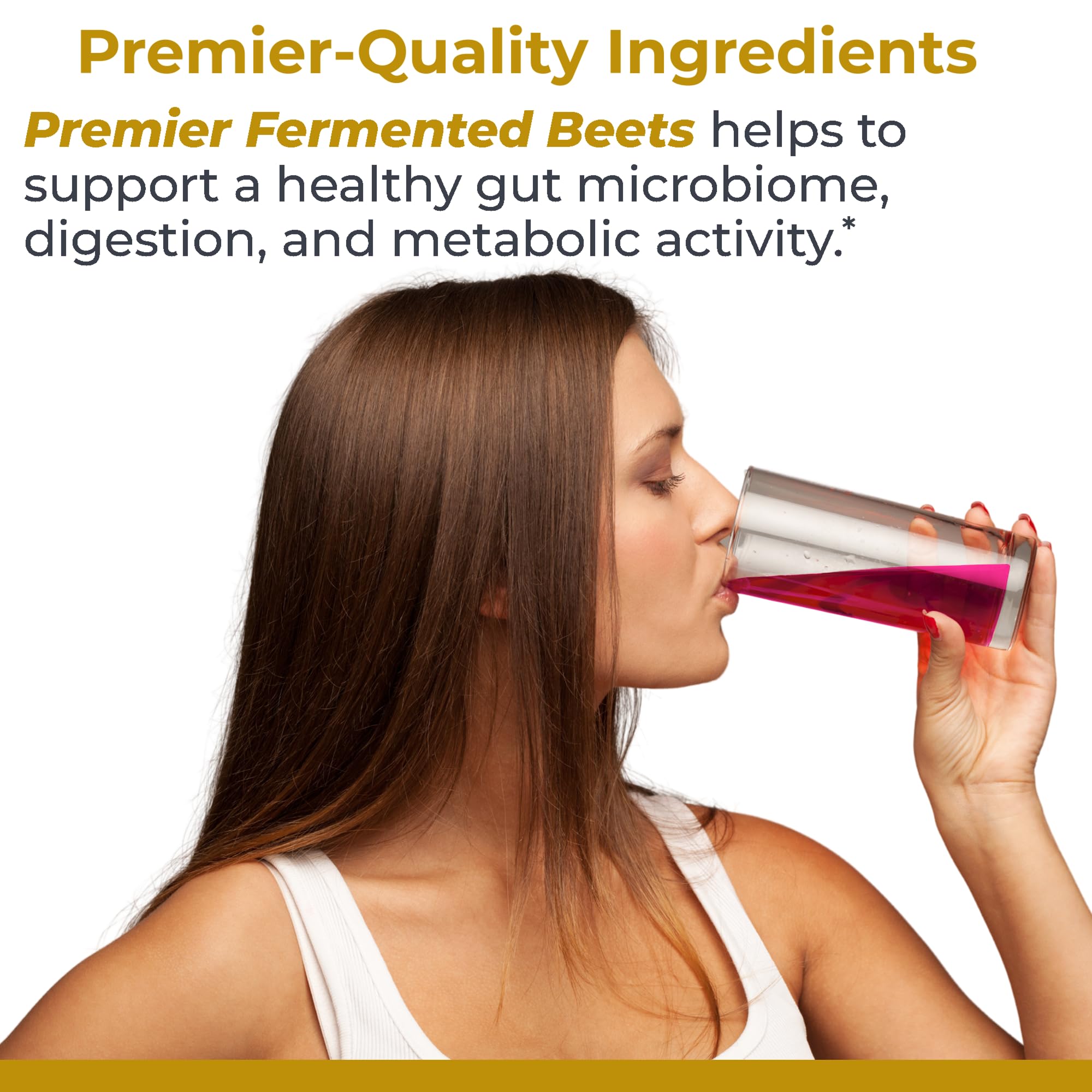 Premier Research Labs Premier Fermented Beets powder close-up reveals rich texture and color.