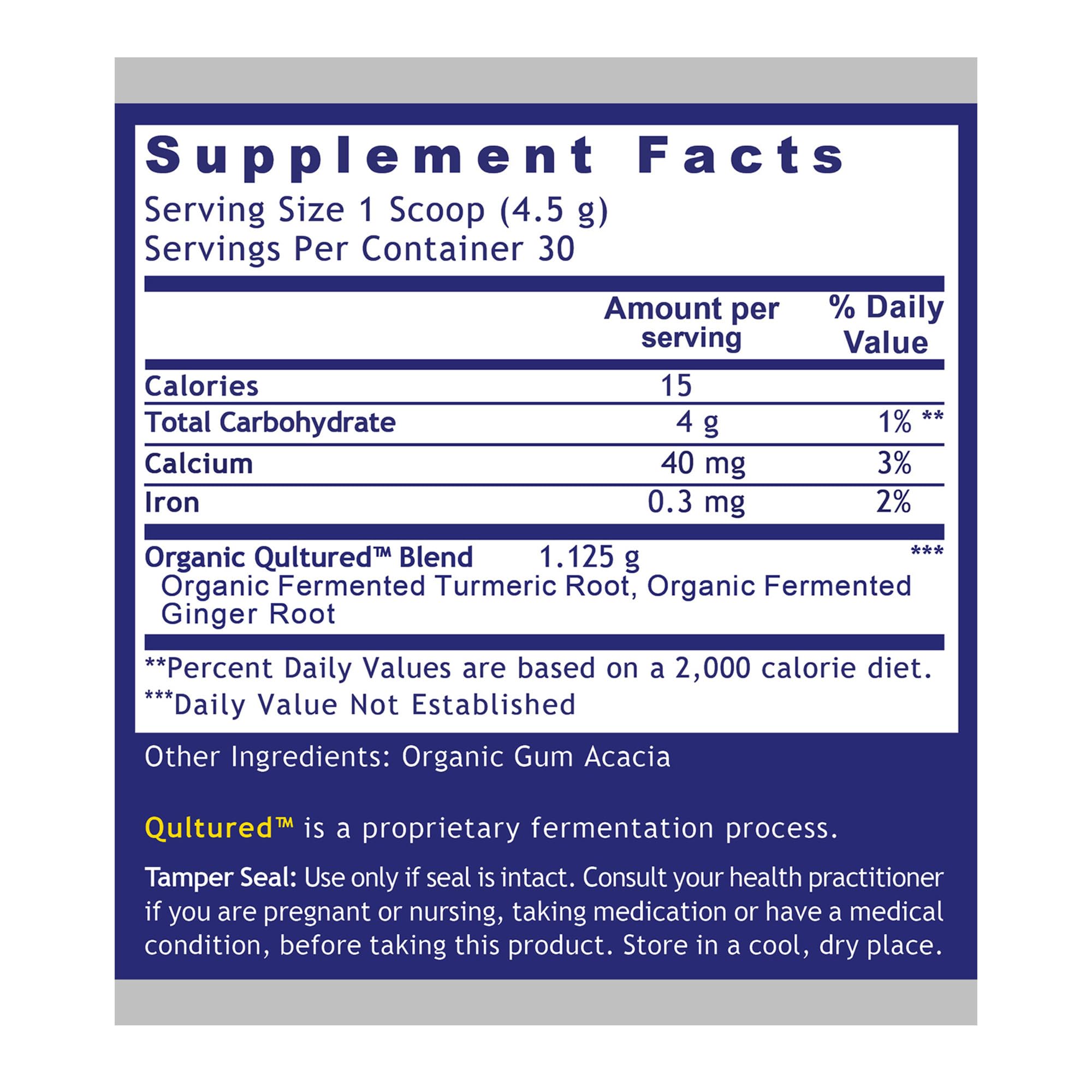 Premier Research Labs Premier Fermented Turmeric Ginger powder container emphasizes bioavailability and convenience