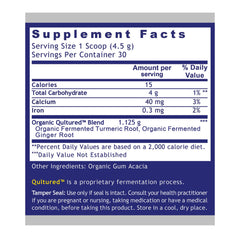 Premier Research Labs Premier Fermented Turmeric Ginger powder container emphasizes bioavailability and convenience