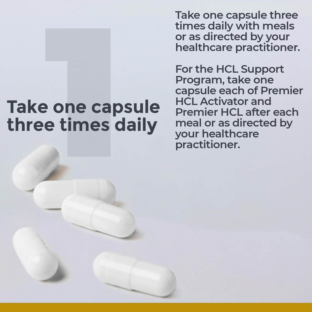 Person taking Premier HCL Activator after a meal for digestive support.