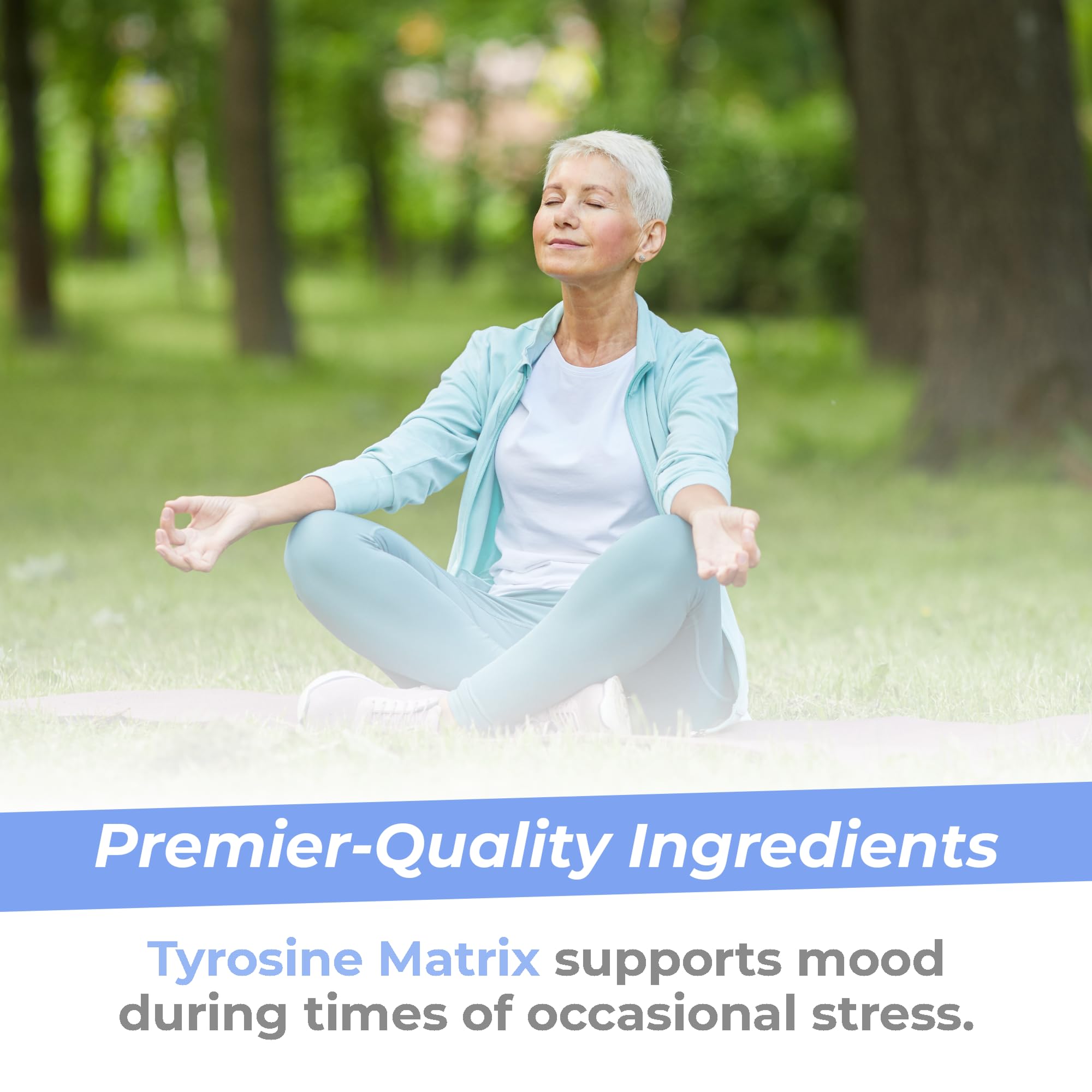 Premier Research Labs Tyrosine Matrix label demonstrates vegetarian capsules.