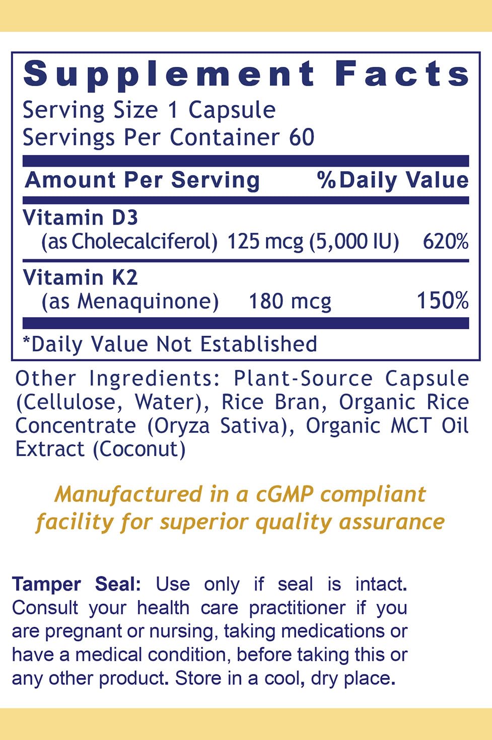 Premier Research Labs vegan D3+K2 bottle front showing convenient heart support.