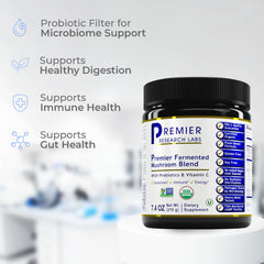 Premier Research Labs fermented mushroom blend in-drink mixing shot demonstrates versatility