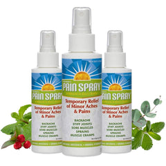 Premiere's Pain Spray bottle with menthol peppermint for quick, cooling relief.