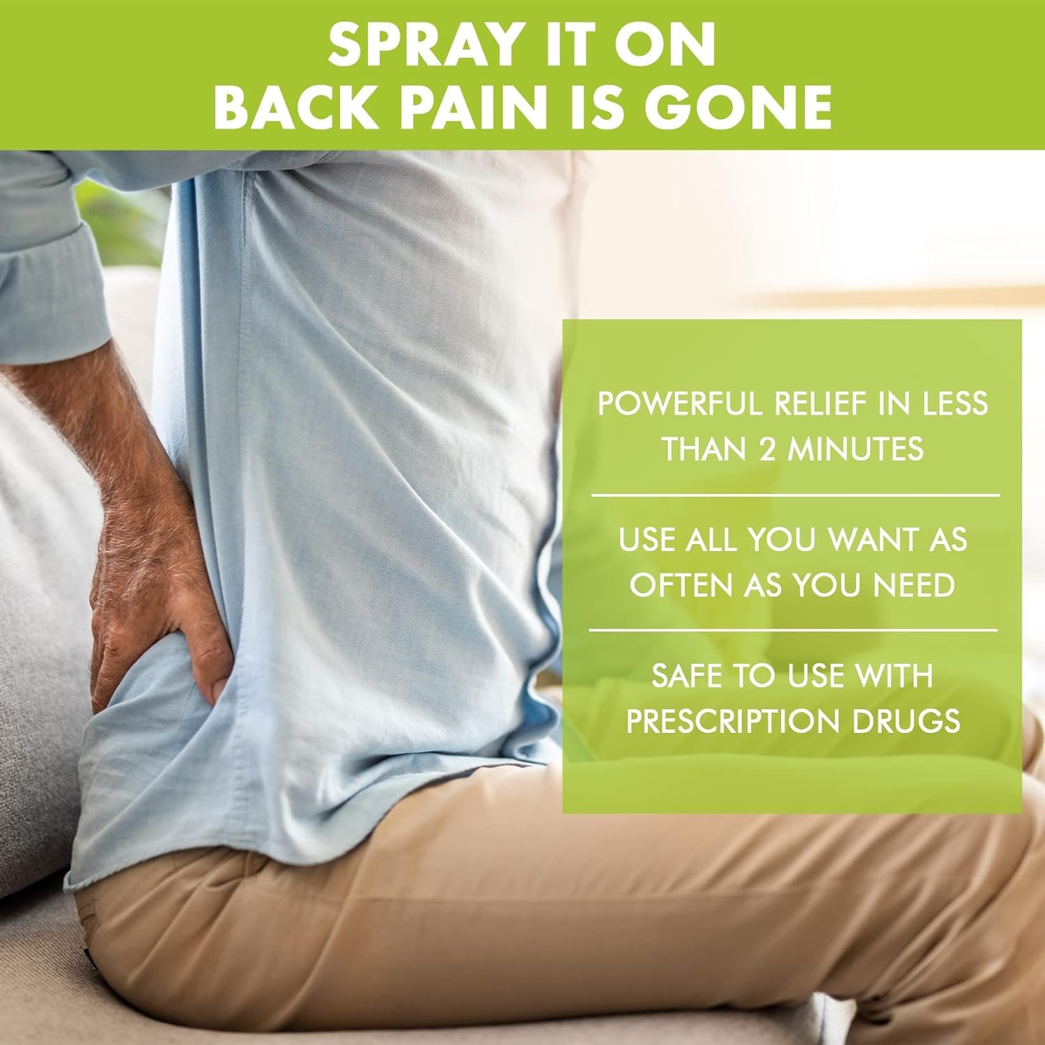 Premiere's Pain Spray travel-size sprayer ready for on-the-go use.