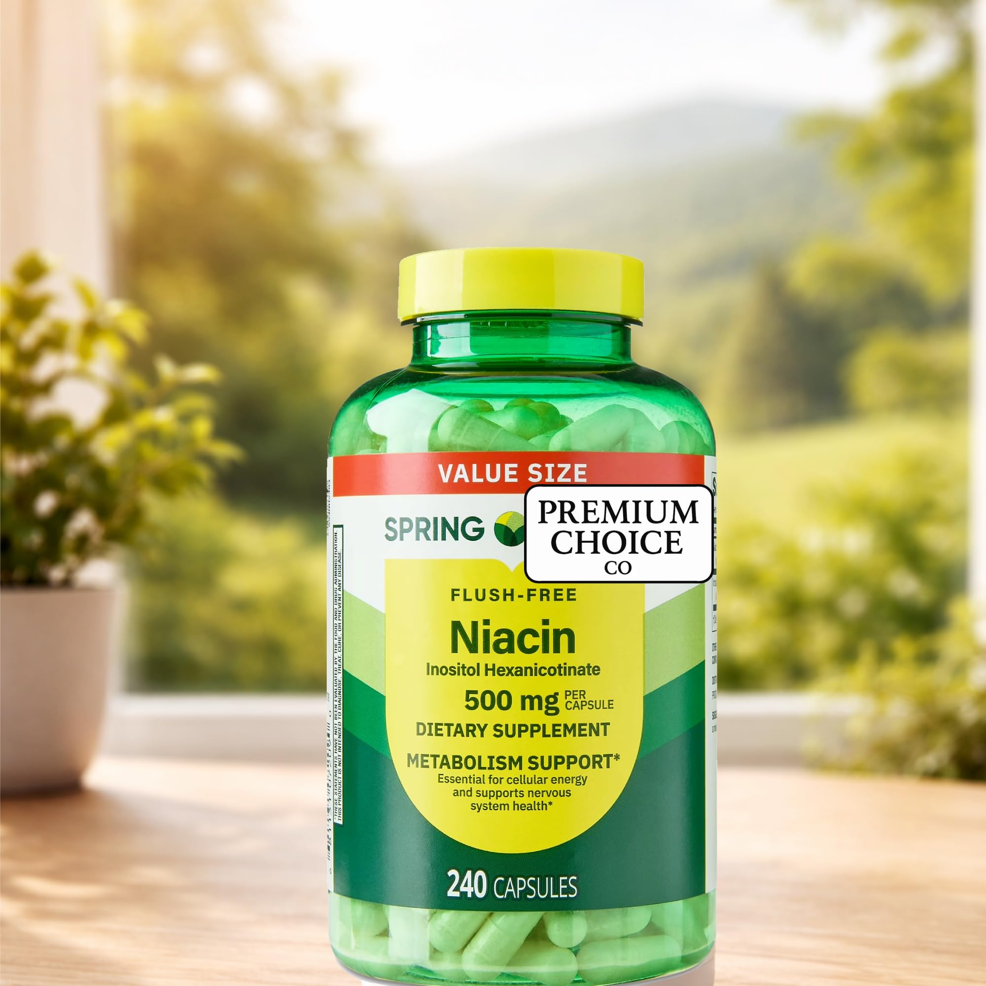 Sticker included with Premium Choice Co Niacin bottle adds value to your daily routine.