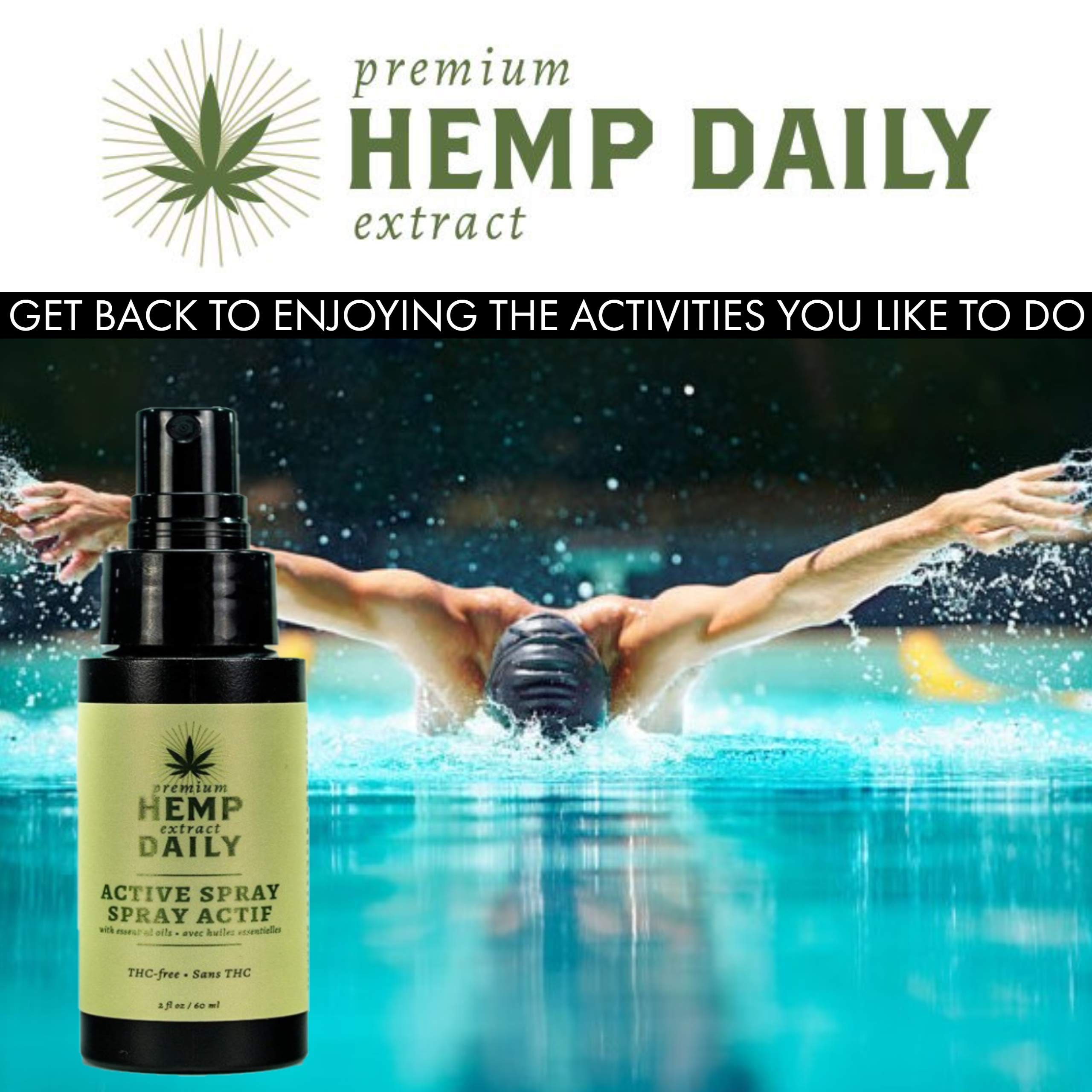 Premium Hemp Daily spray applied to targeted areas for mess free use