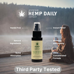 Premium Hemp Daily ingredients label highlights organic hemp and essential oils