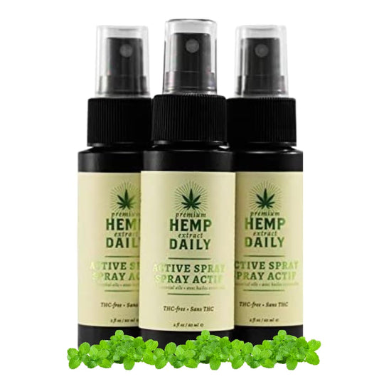 Premium Hemp Extract Daily Hemp Daily Active Spray bottle for easy on skin use