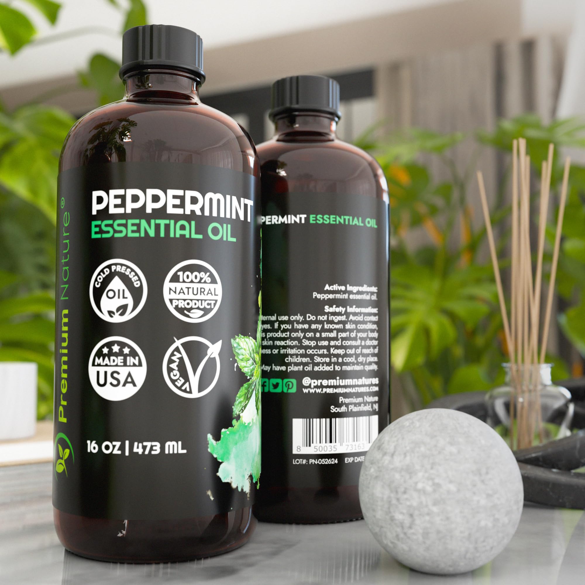 Premium Nature Peppermint Oil for laundry use suggests natural fragrance and fabric refreshment.
