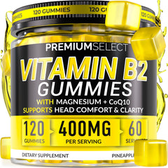 Premium Select Nutrition Vitamin B2 Gummies bottle front for daily energy support