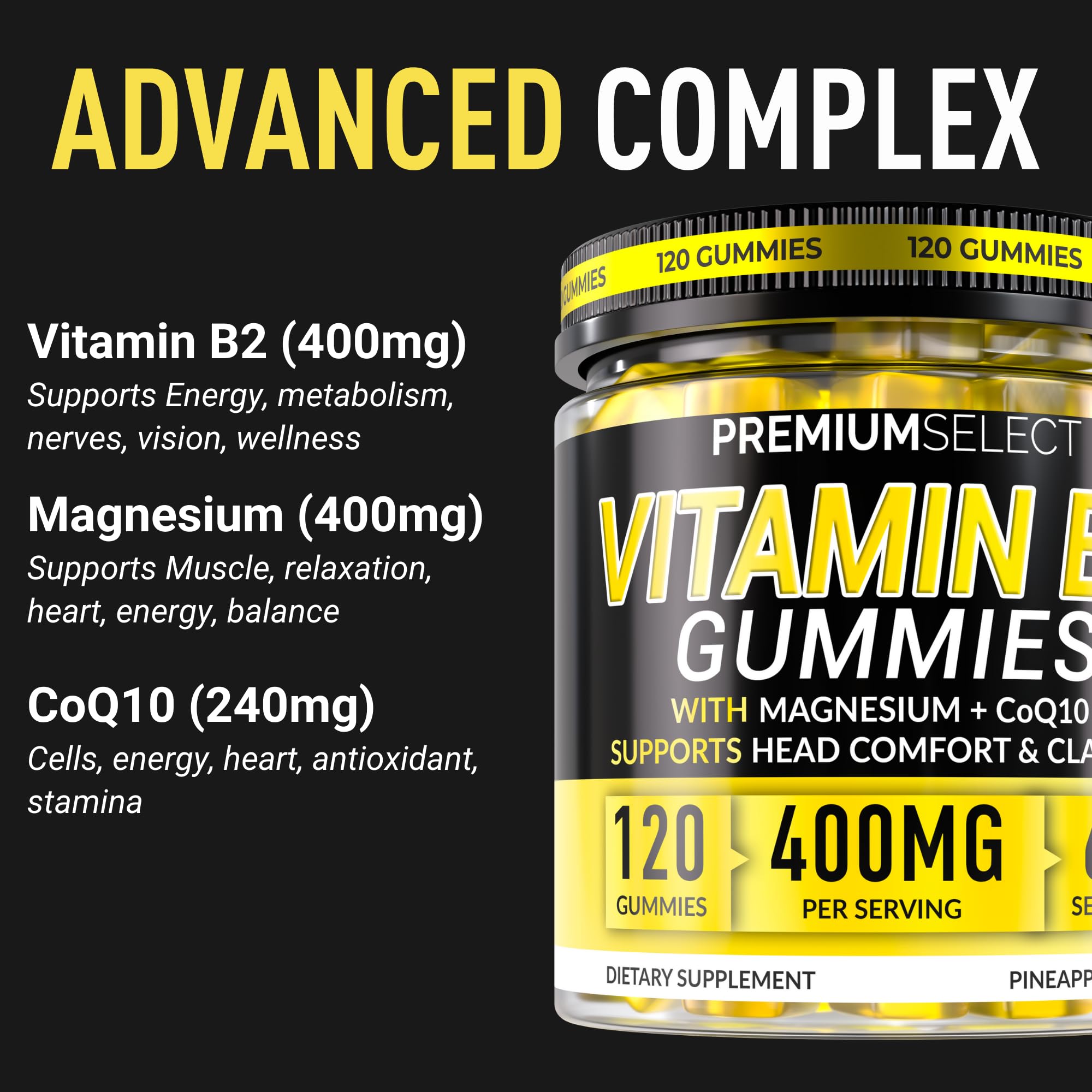 Gummies with magnesium and CoQ10 blend for cellular function