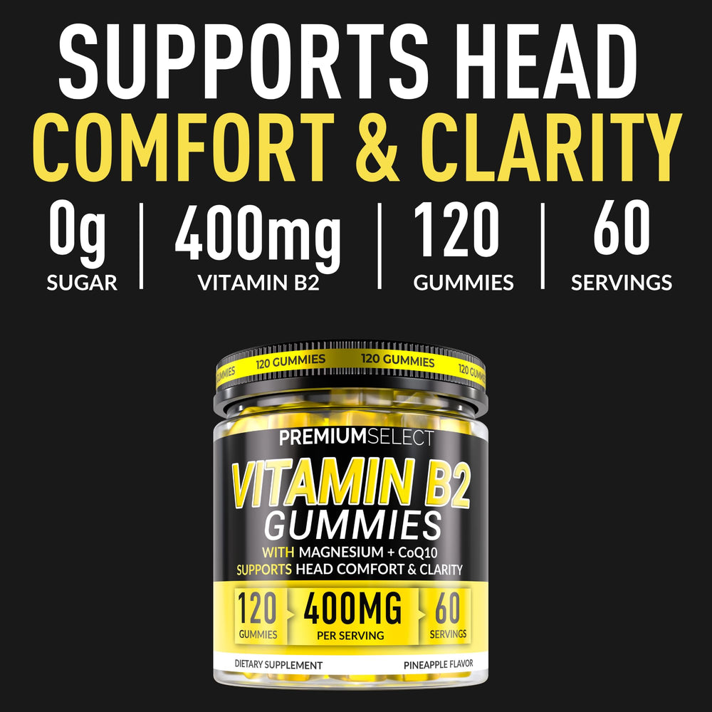 Two gummies serving shows riboflavin potency and metabolism support