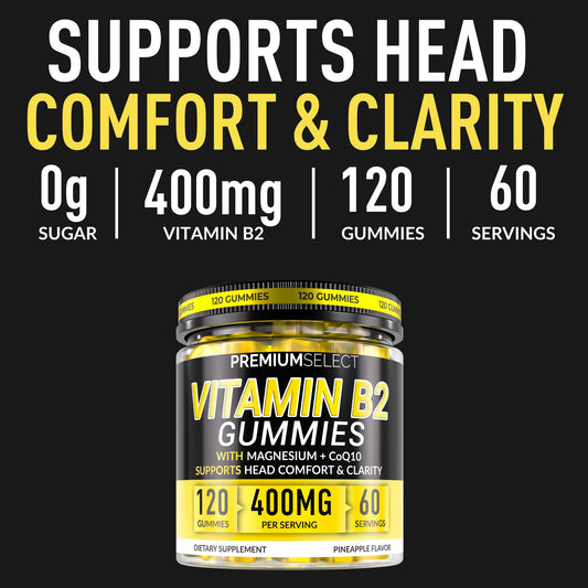 Two gummies serving shows riboflavin potency and metabolism support