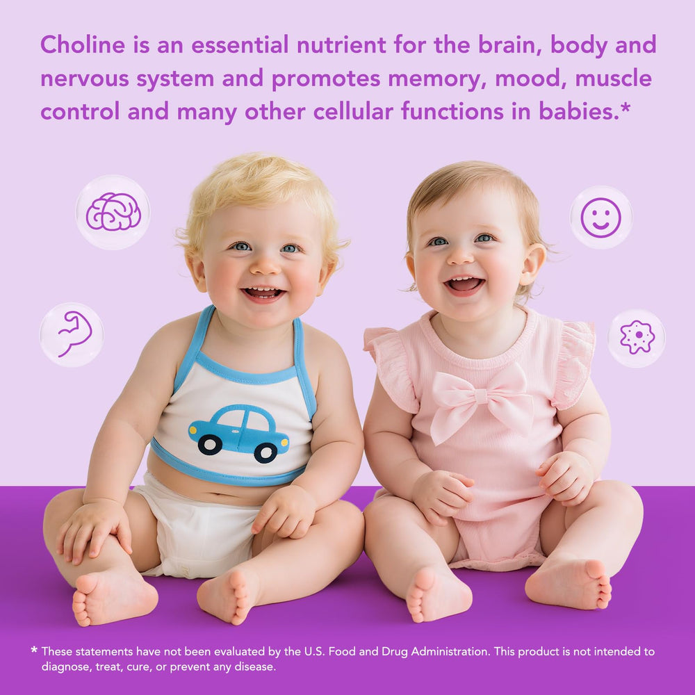 Premom visual hints at baby brain development support through choline intake.