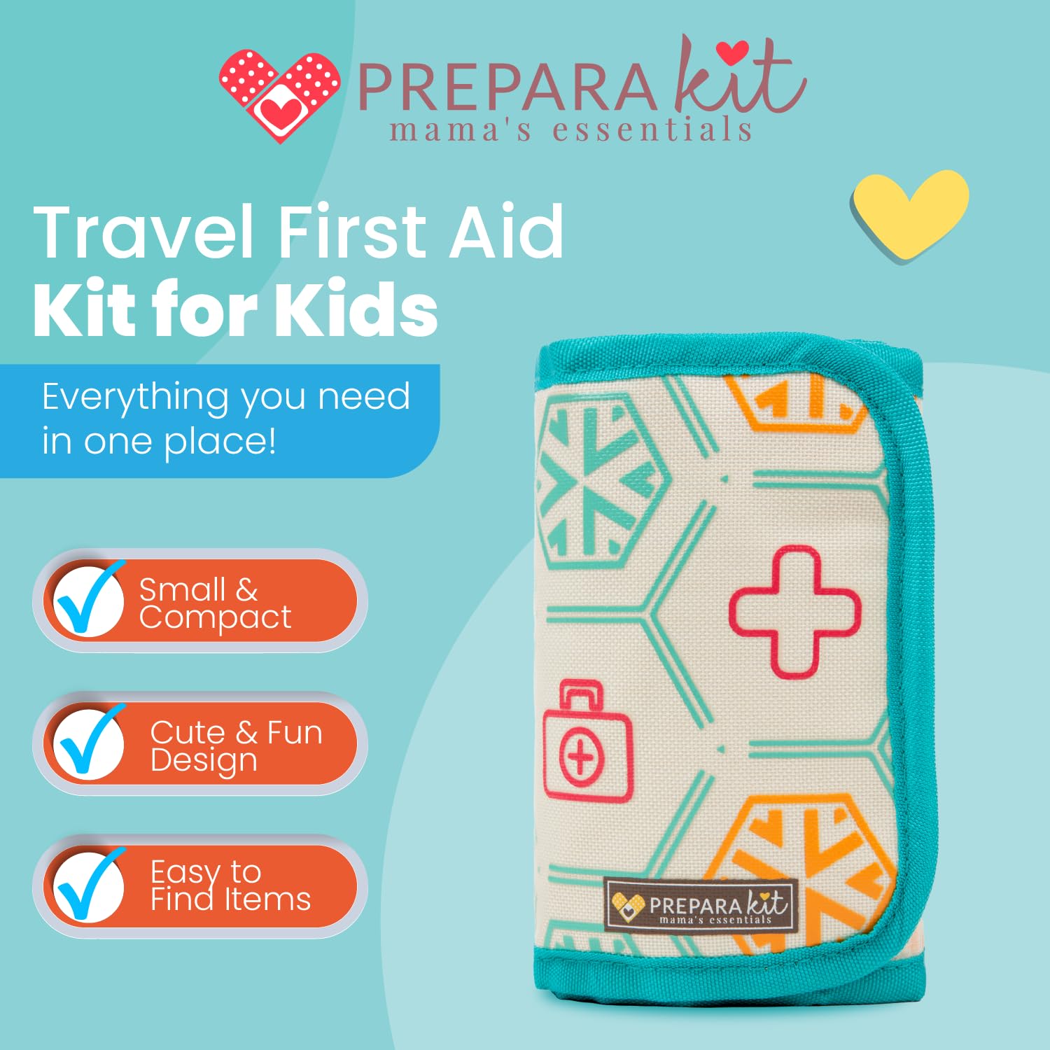Preparakit mini first aid kit in teal fits purse for quick access