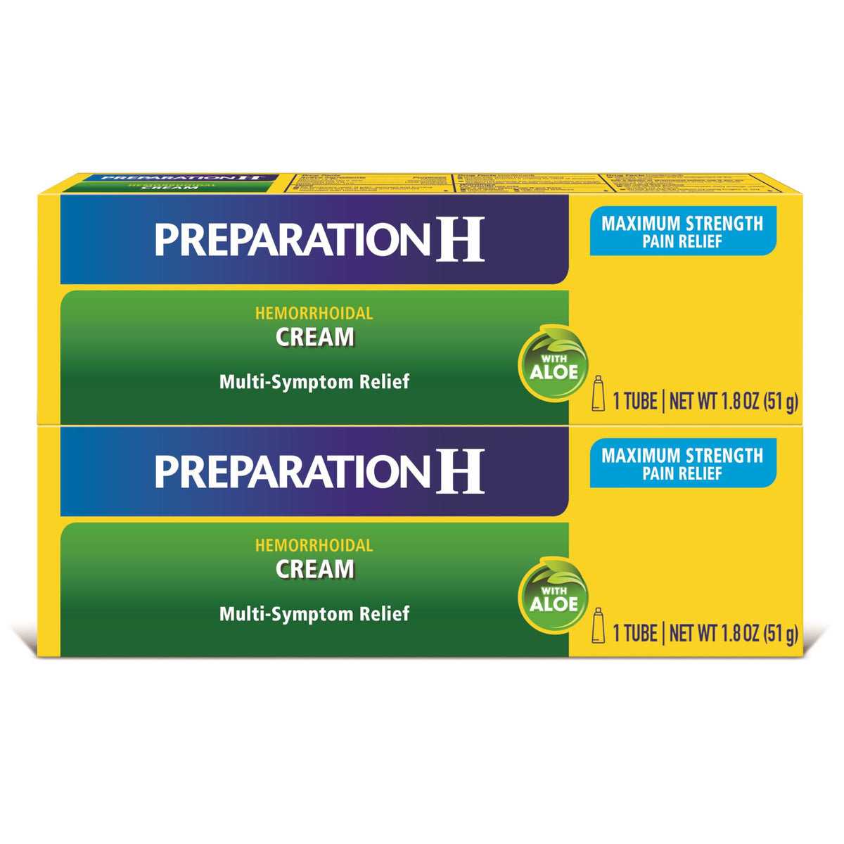 Preparation H hemorrhoid cream tubes (two 1.8 oz) for on-the-go, multi-symptom relief.