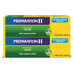 Preparation H hemorrhoid cream tubes (two 1.8 oz) for on-the-go, multi-symptom relief.
