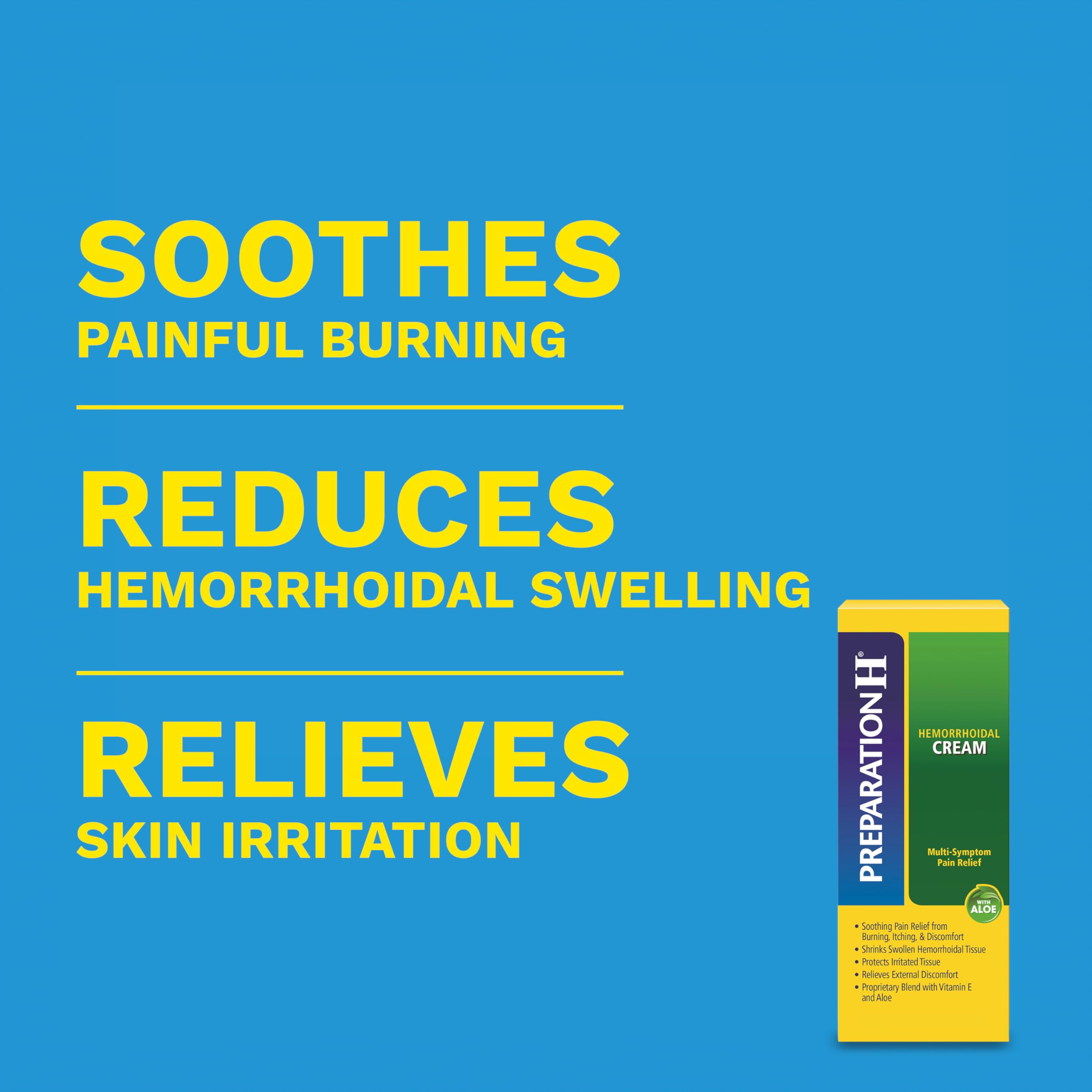 Preparation H maximum-strength pramoxine cream provides fast relief from external hemorrhoid symptoms.