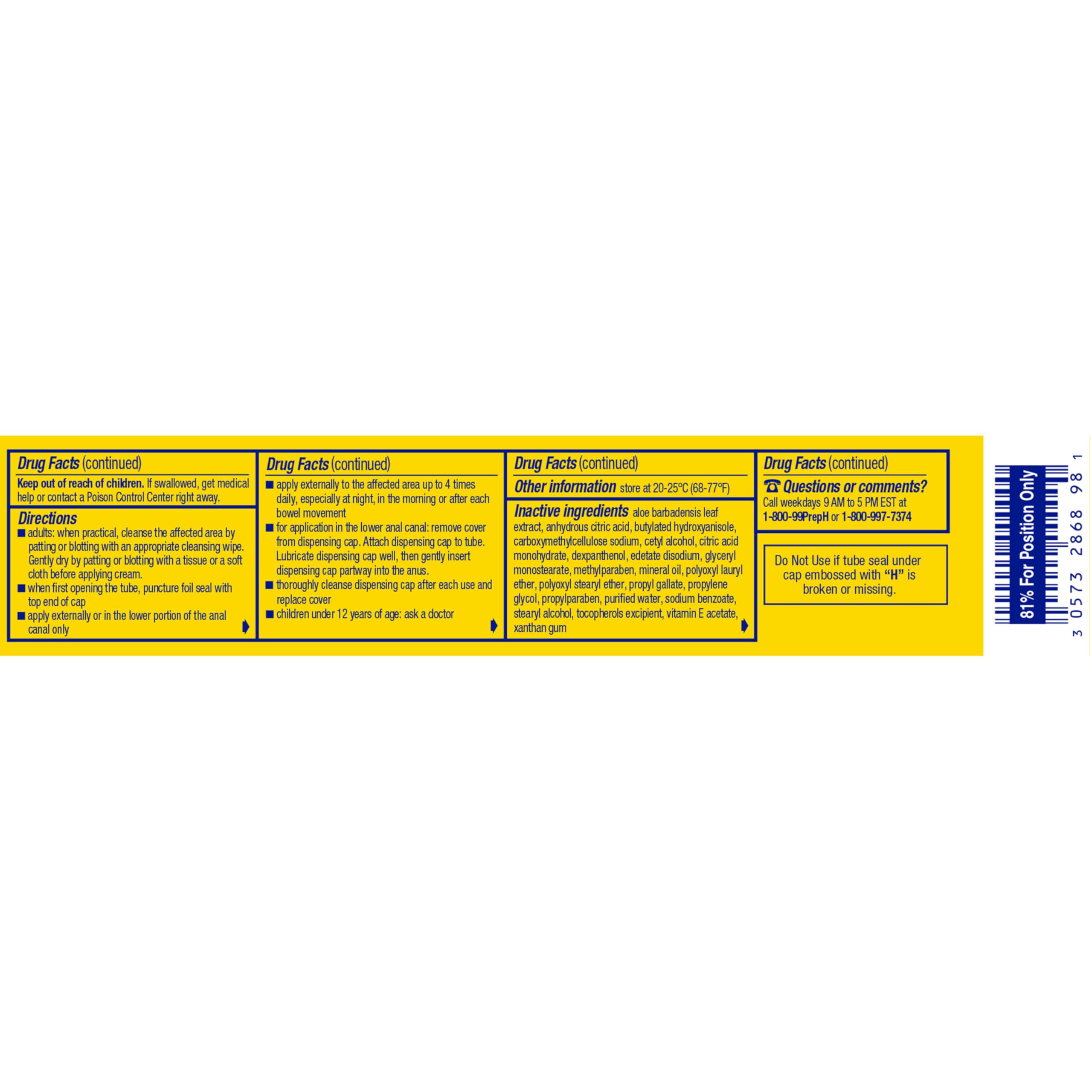 Preparation H cream has a smooth texture for easy, comfortable application.