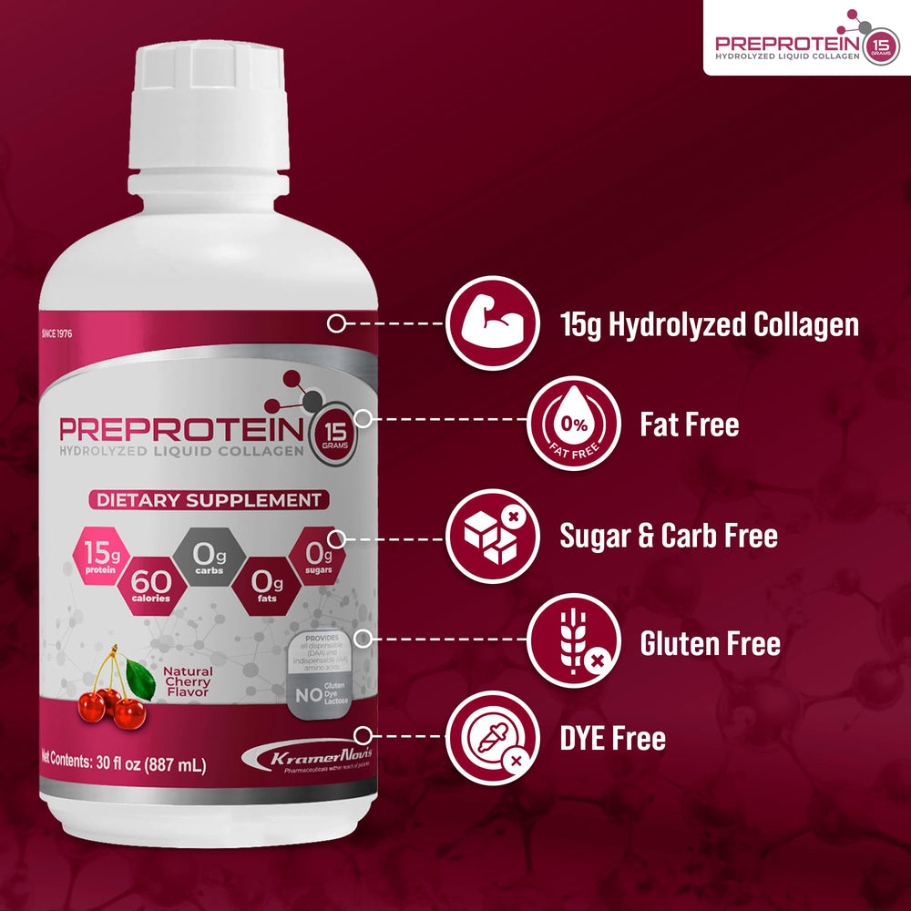 PreProtein 15 liquid hands-hold bottle conveys accessible, on-the-go nutrition.