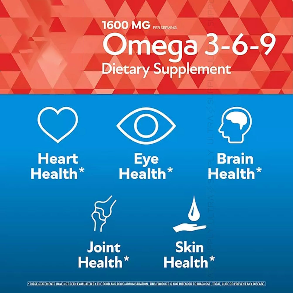 Presca Omega 3-6-9 uses fish, flax, and olive oil sources for daily nutrition.