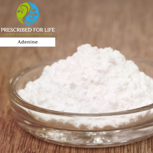 Prescribed For Life adenine powder with measuring scoop for accurate daily portions.