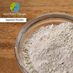 Prescribed For Life Aquamin label closeup showing calcium and trace minerals.