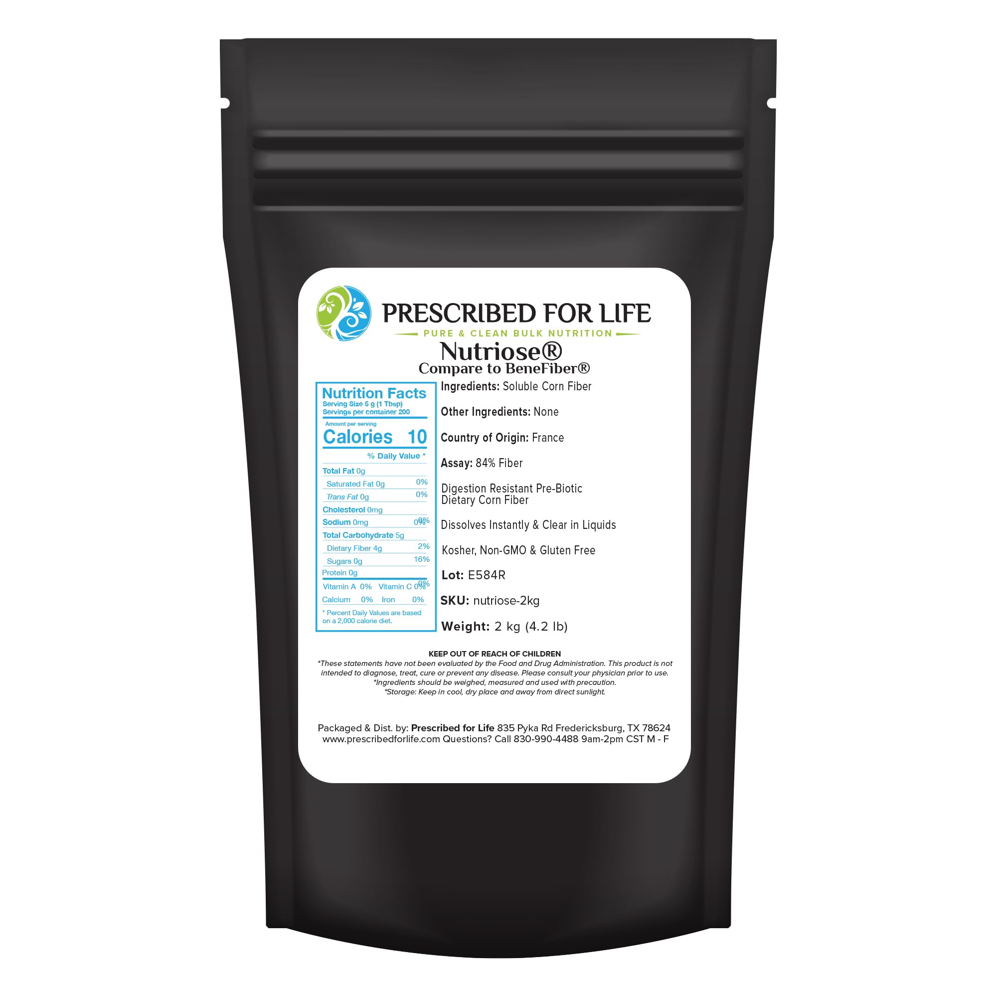 Prescribed For Life Nutriose Powder bottle for easy daily fiber intake.