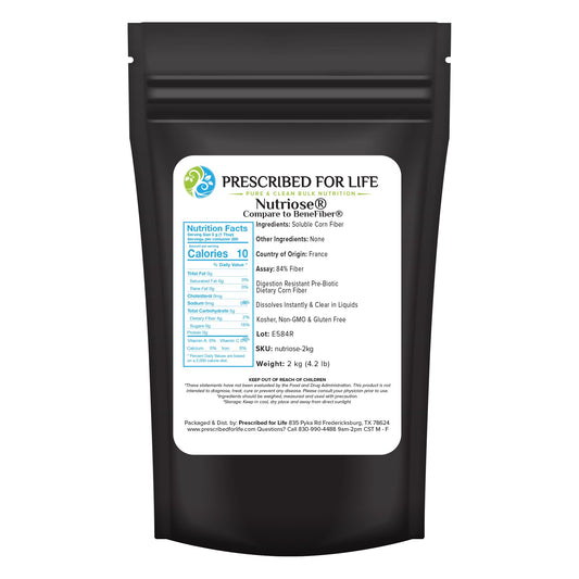 Prescribed For Life Nutriose Powder bottle for easy daily fiber intake.
