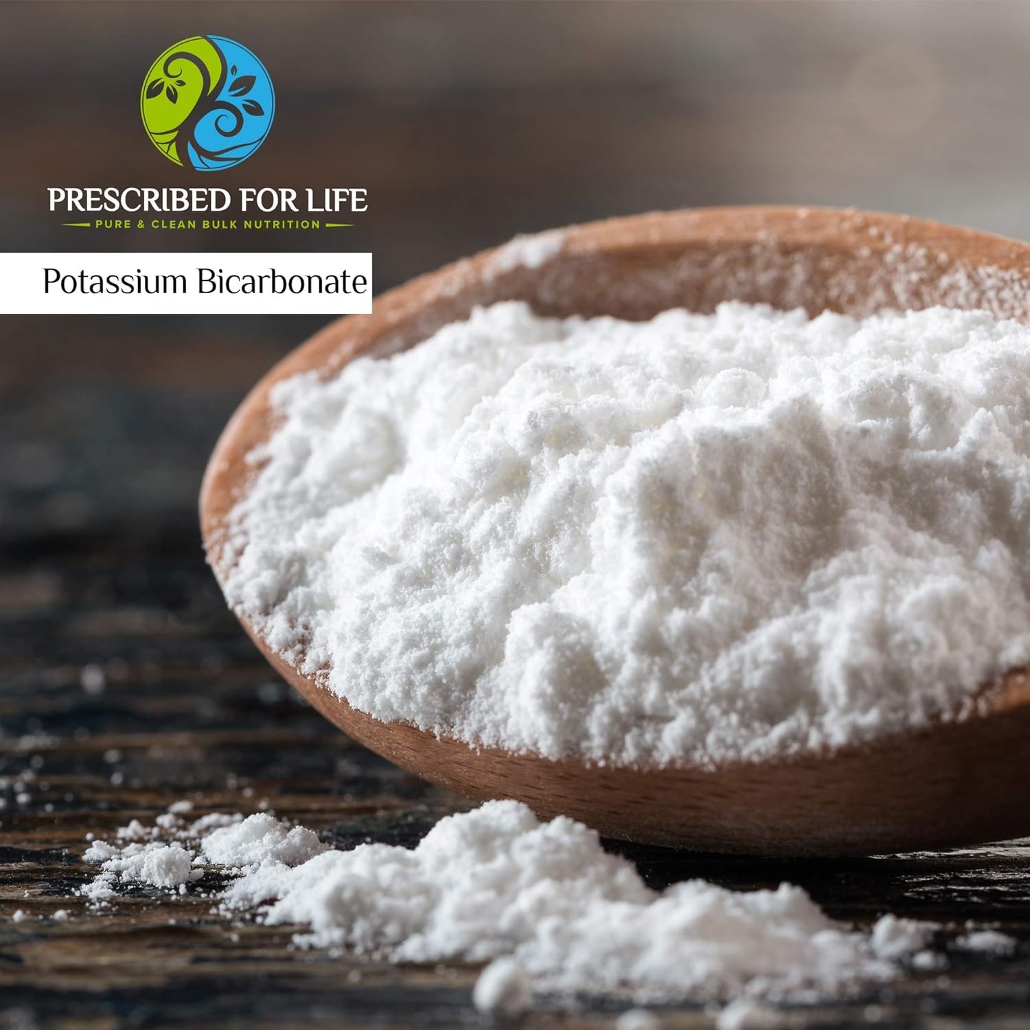 Close-up of potassium bicarbonate powder texture highlighting crystalline purity for baking and fermentation.