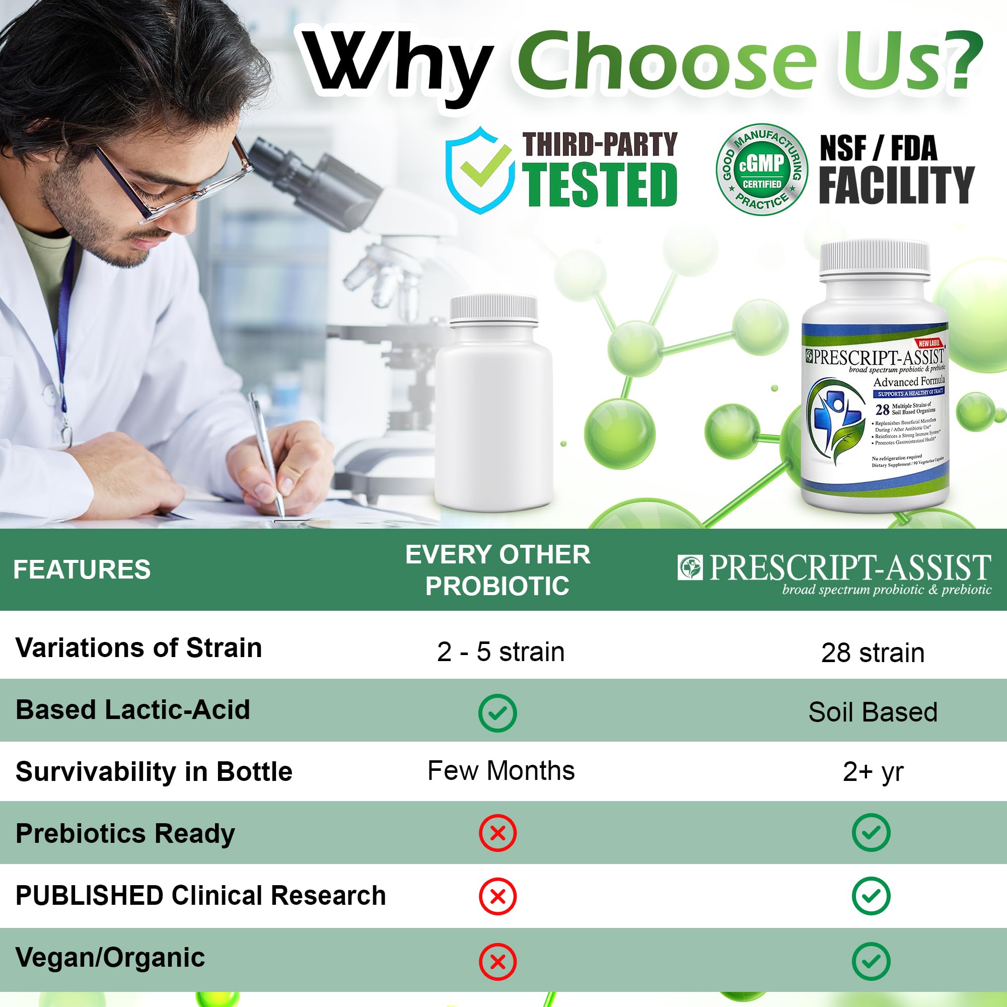 Prescript-Assist vegan-label indicating plant-based, lactose-free formula