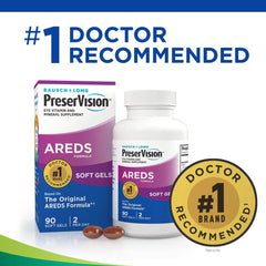 PreserVision AREDS packaging box displayed on shelf for easy shopping.