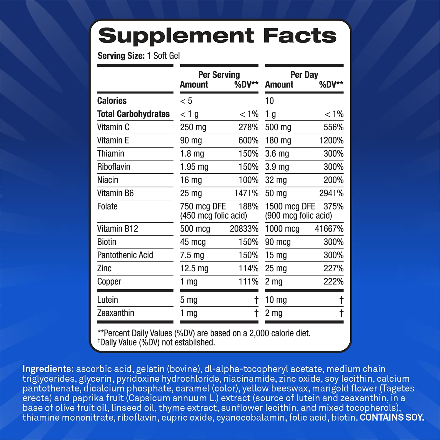 PreserVision AREDS3 packaging inside view showing 160 softgels.