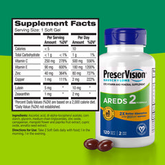 PreserVision AREDS2 daily-use bottle with vegan soft gels.