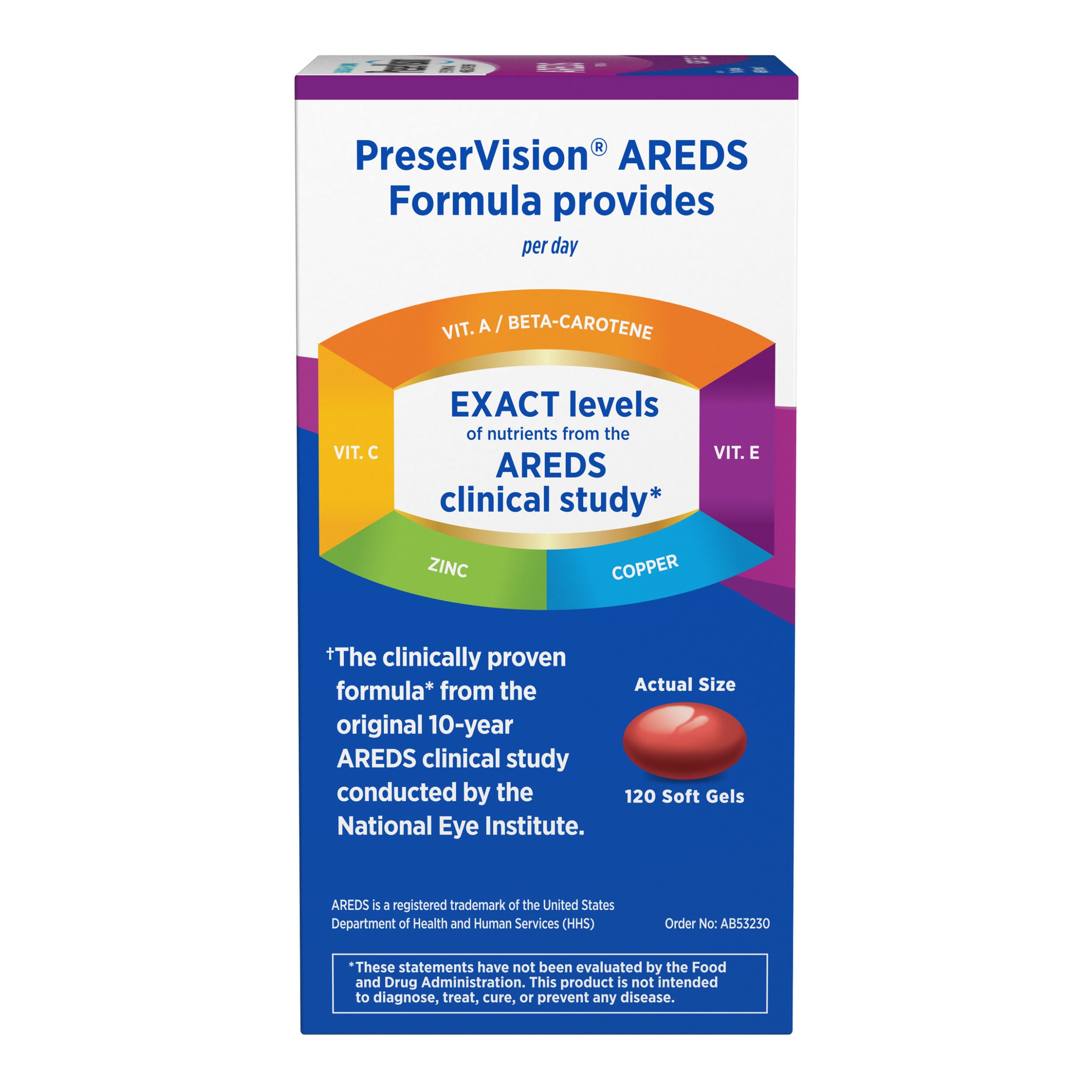 PreserVision bottle label closeup with AREDS formula.
