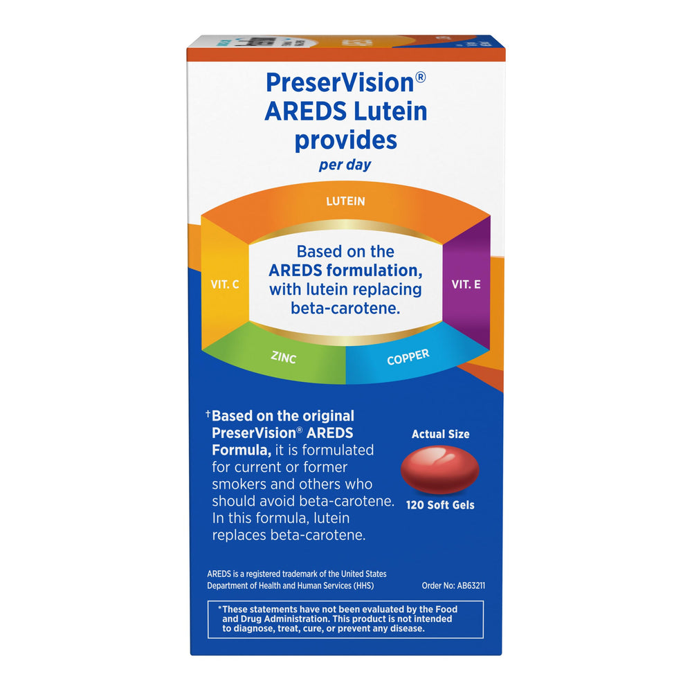 Closeup of PreserVision softgels, easy-to-swallow daily capsules