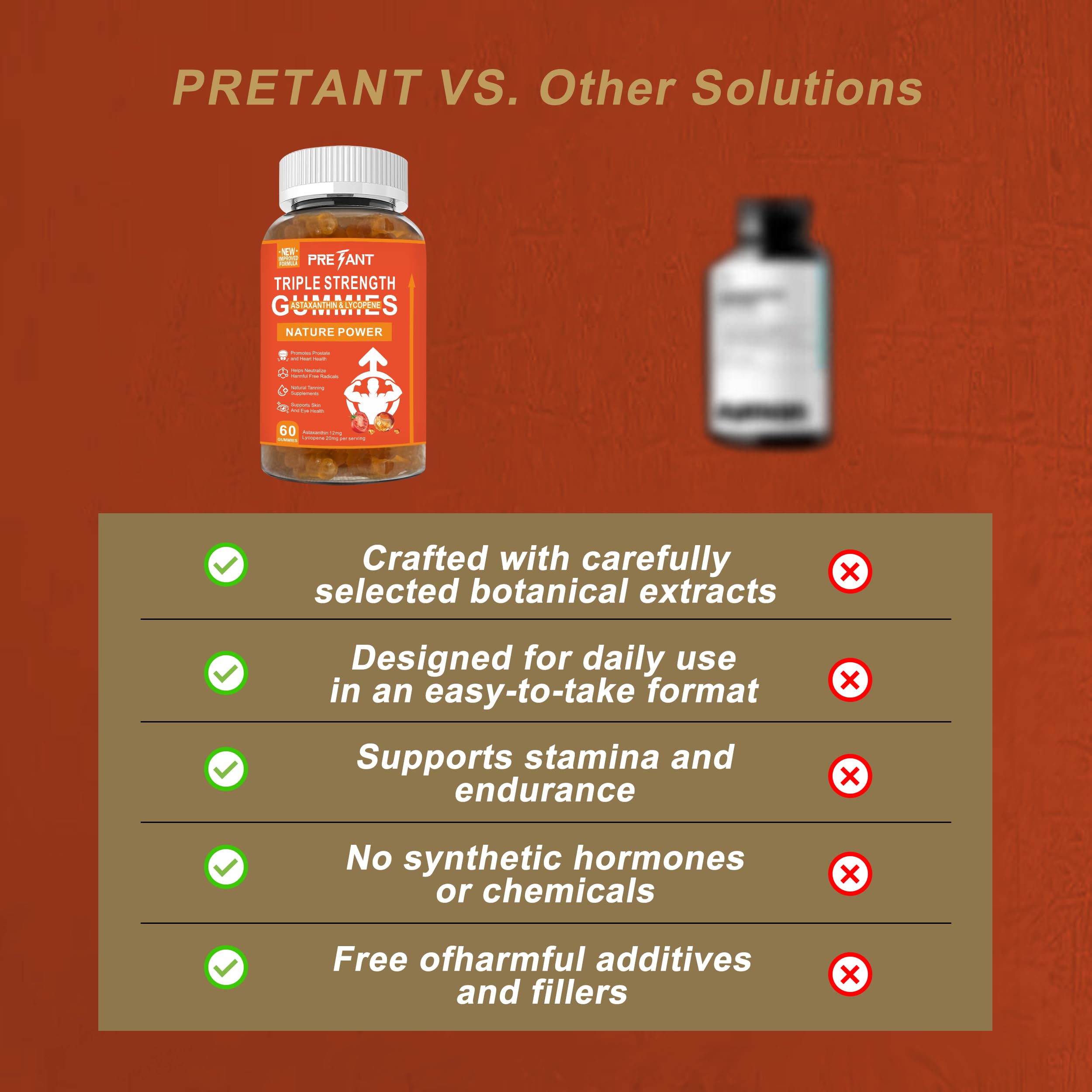 PRETANT Astaxanthin Lycopene ingredients image emphasizing carotenoid rich formula.