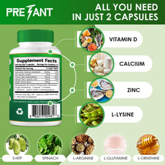 Close-up of Pretant Growth capsules highlights easy daily intake.