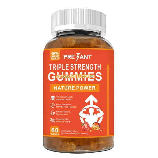 PRETANT Prostate Health Gummies bottle front showing antioxidant blend for daily wellness.