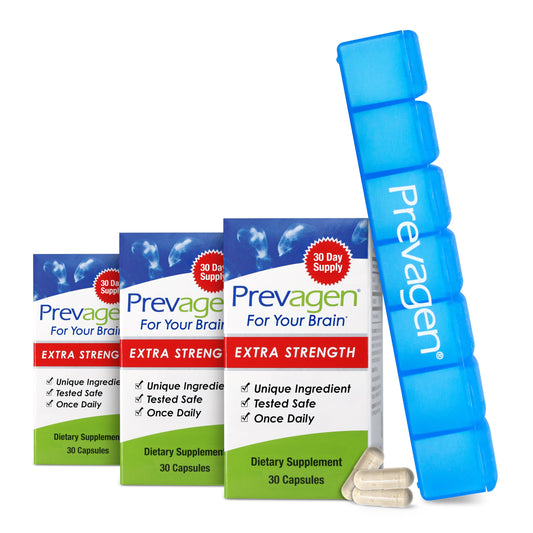 Prevagen Extra Strength bottle front showing 90 capsules for a 3-month supply.