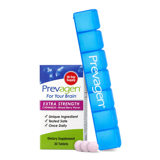Prevagen Extra Strength mixed berry chewables bottle for daily cognitive support