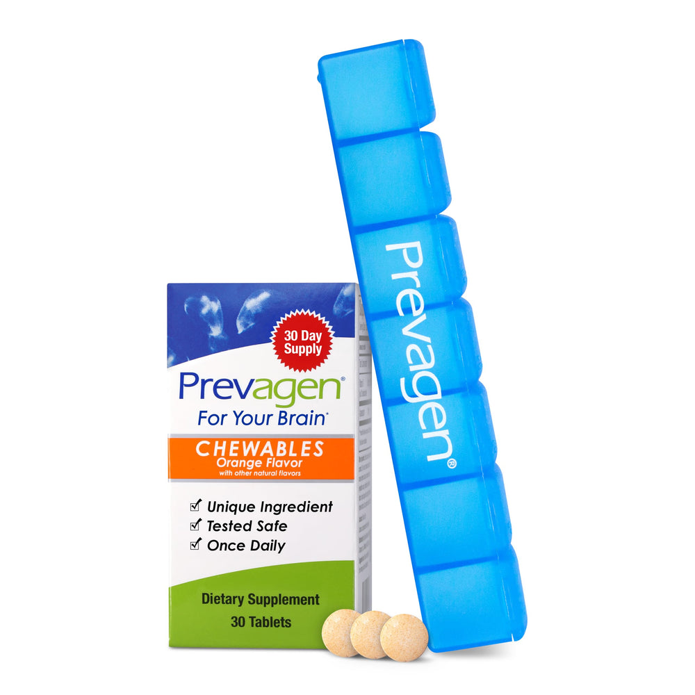 Prevagen Regular Strength orange chewable with Apoaequorin and vitamin D3 for daily focus support.