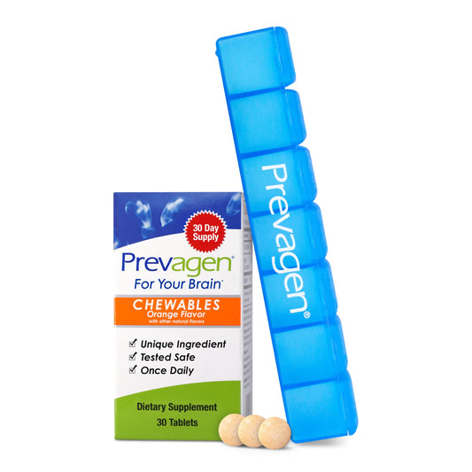 Prevagen Regular Strength orange chewable with Apoaequorin and vitamin D3 for daily focus support.