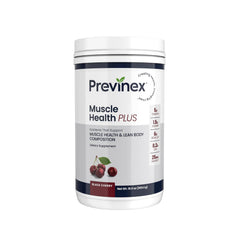 Previnex Muscle Health Plus bottle with label showing strength and recovery focus.
