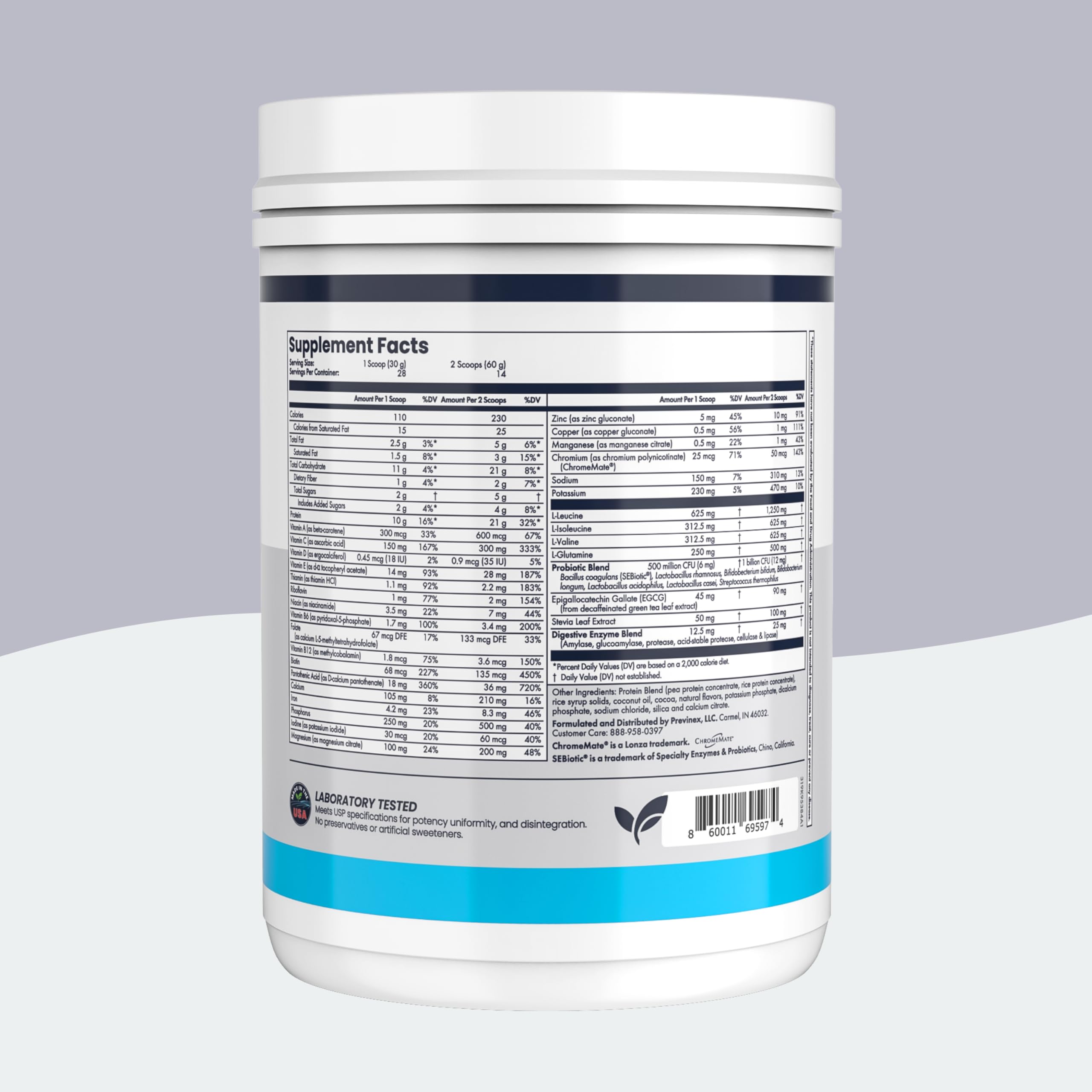 Previnex Nourify Plus protein scoop shows convenient measurement for quick shakes.