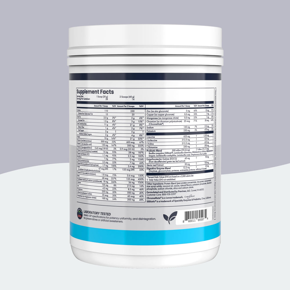 Previnex Nourify Plus protein scoop shows convenient measurement for quick shakes.