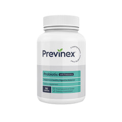 PrevInex Probiotic bottle front showing daily digestion support